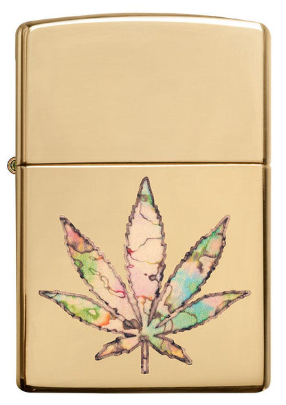 Front of Pot Leaf Fusion Design Windproof Lighter