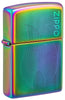 Front shot of Zippo Dimensional Flame Design Multi Color Windproof Lighter standing at a 3/4 angle.